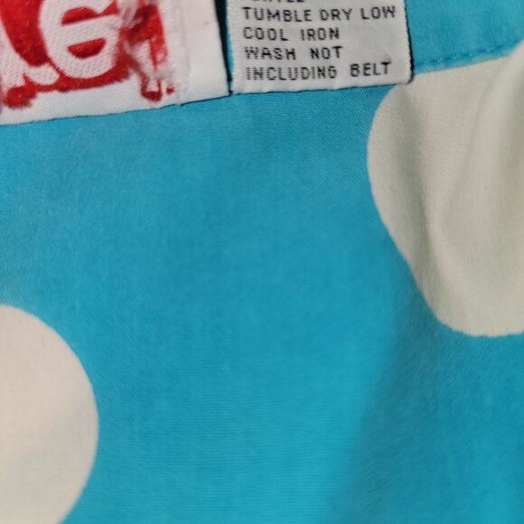 Vintage Jerell of Texas Women's Size 12 Polka Dot Dress Blue 80s Cotton Midi - Picture 8 of 9